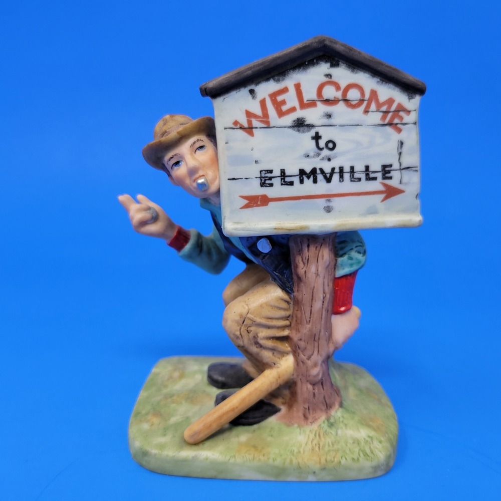 Danbury Mint Norman‎ Rockwell Speed Trap Figurine Welcome to Elmville 1989